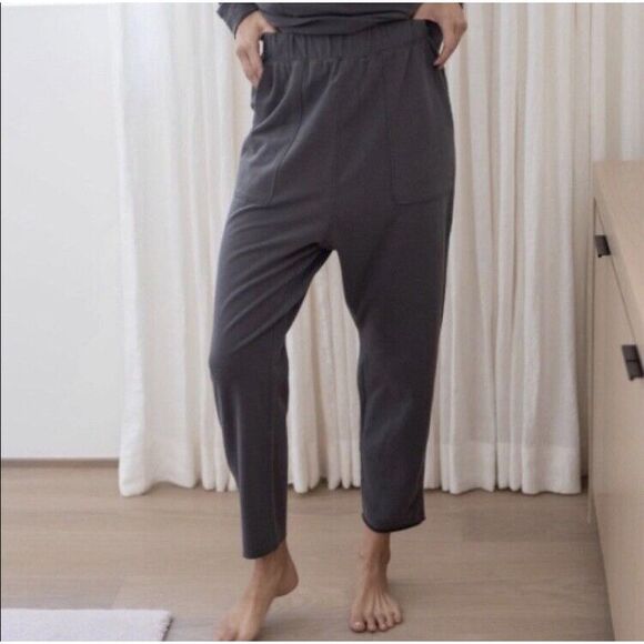 lunya Pants - NEW Lunya Dreamy Alpaca Fleece High Rise Relaxed Jogger Crop Pants Raw Hem Sz XS